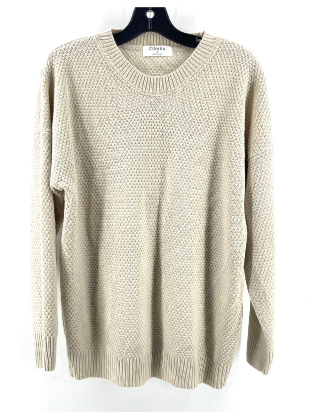 Zenana Women's Beige Taupe Pullover Knit Sweater Long Sleeve Size Small
